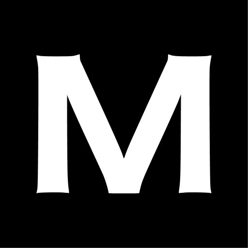 Mered logo: white letter M on a black square