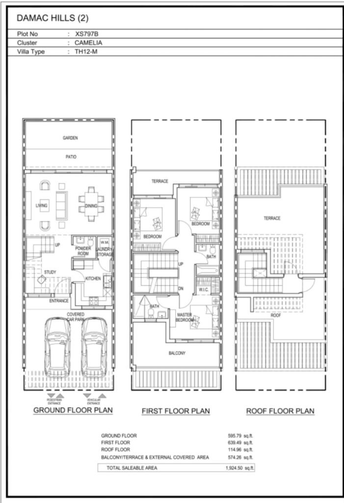 Damac Hills 2 Camelia — 3 Bed — floor plan
