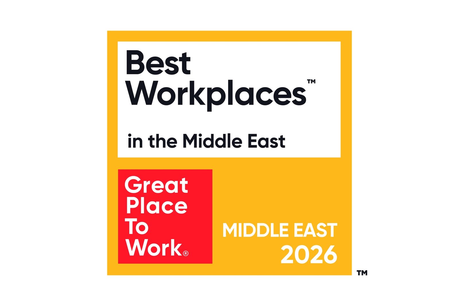 Best Workplaces in the Middle East 2026 badge, Great Place to Work Middle East — Jalili Real Estate ranked No. 47, Small category