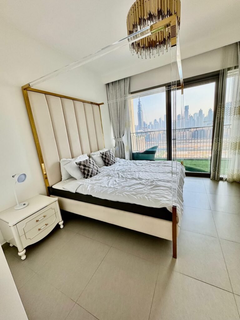 Downtown Views II — ۳ خواب — master bedroom with Burj Khalifa view